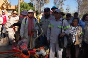 Parte del equipo que trabaja en el Huizachtépetl.